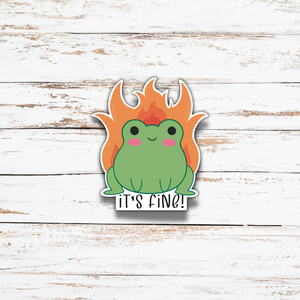 Cute Arson Frog "It's Fine" Sticker