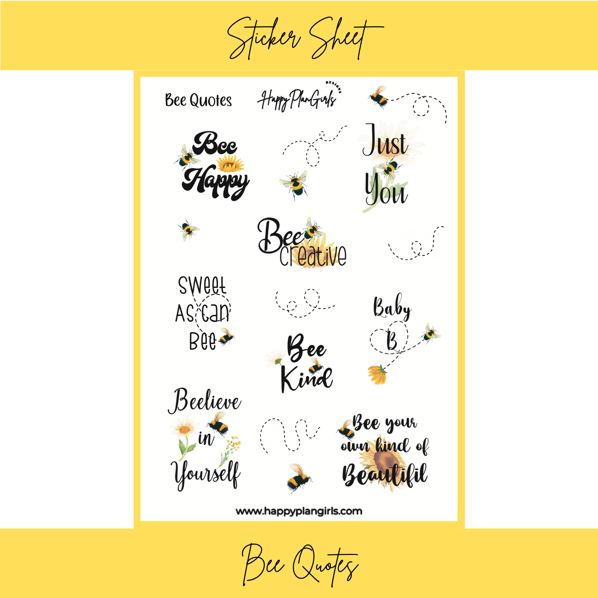 Bee Quotes Sticker Sheet