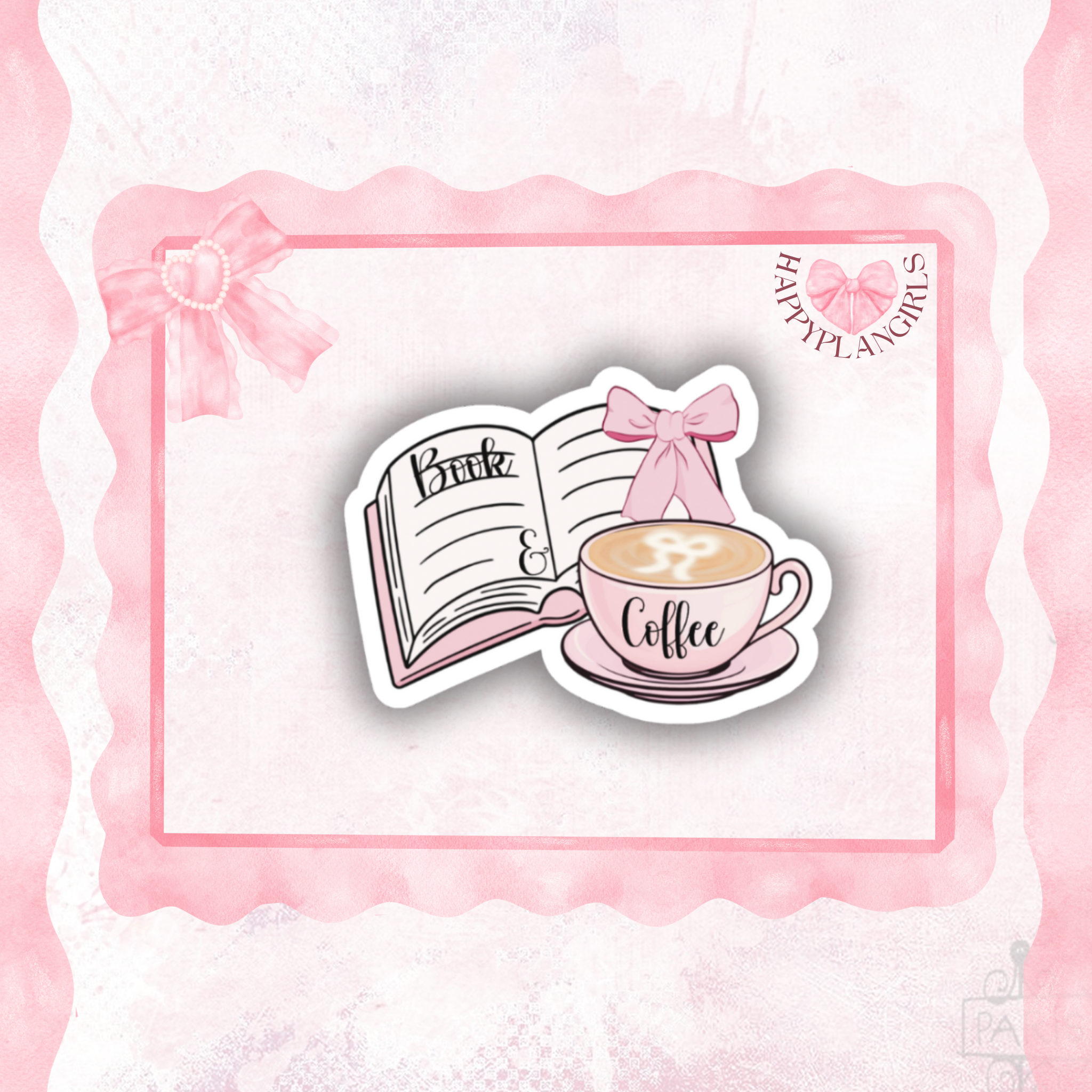 Coffee and Books Sticker - Cute coquette style for Book & Coffee Lovers