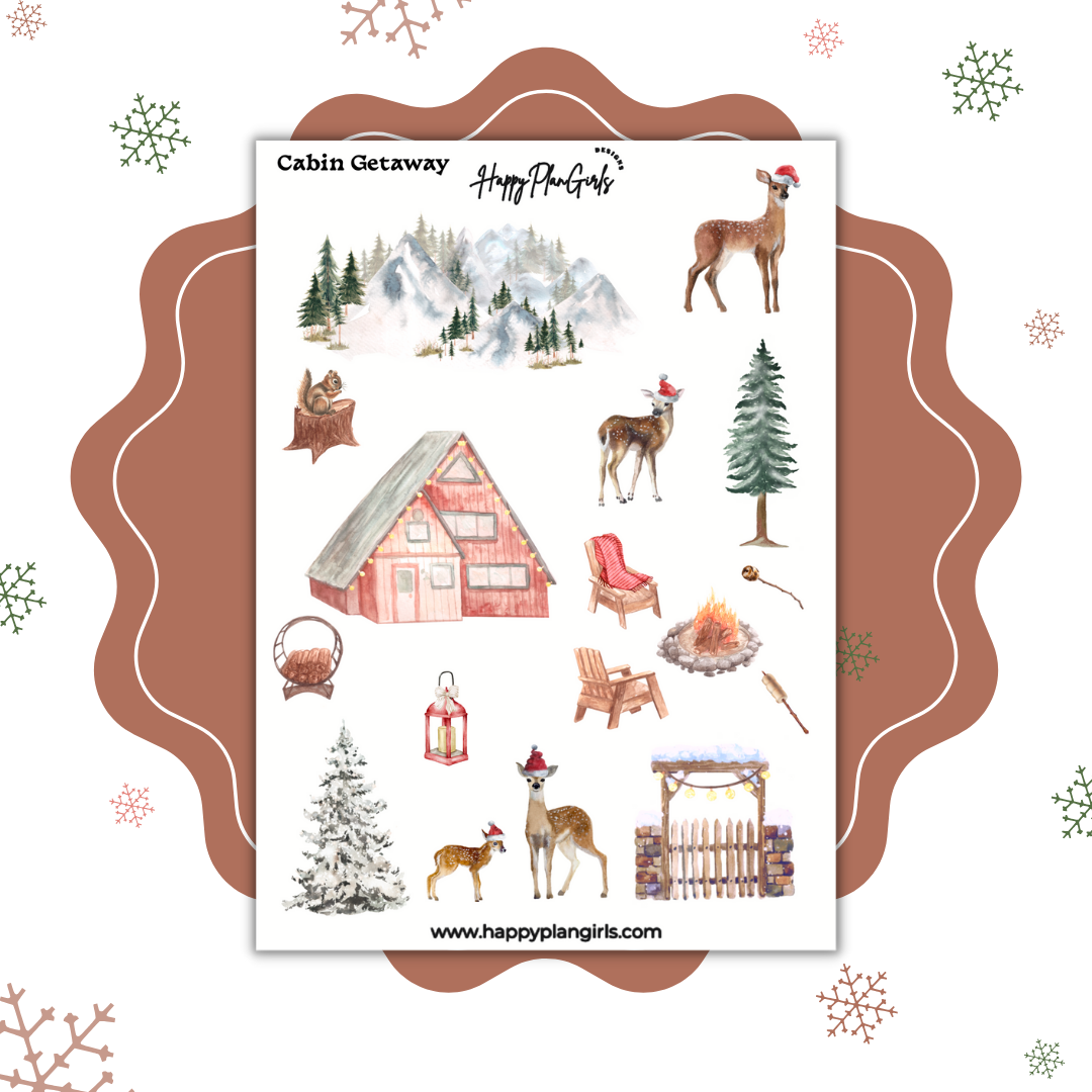 Christmas Cabin Getaway Sticker Sheet