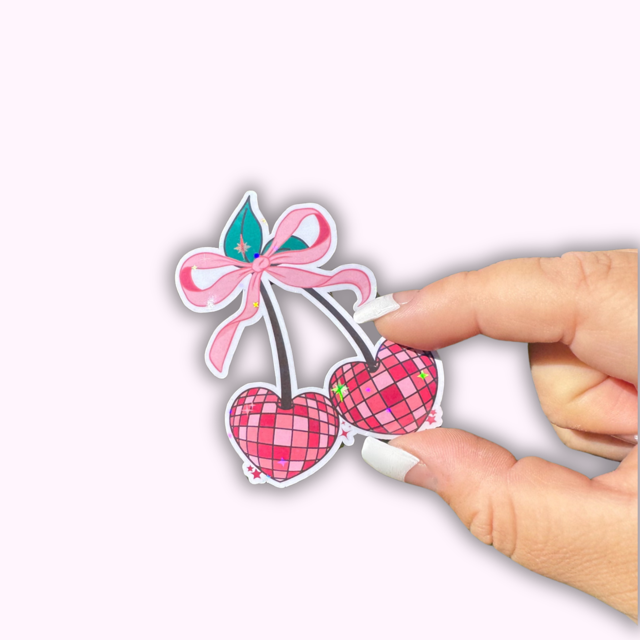 Disco Heart Cherries Glitter Sticker