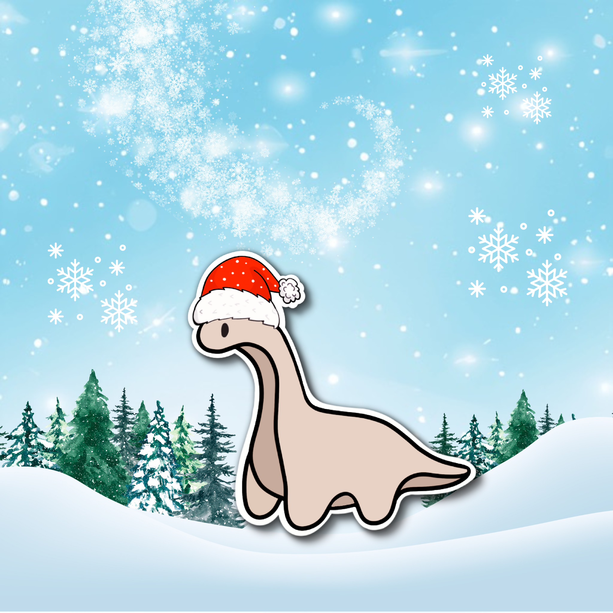 Dinosaur with Santa Hat Sticker