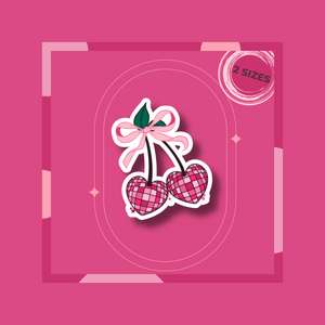 Disco Heart Cherries Glitter Sticker