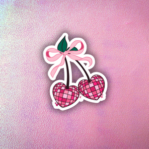 Disco Heart Cherries Glitter Sticker