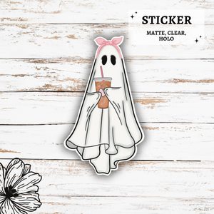 Cute Ghost Iced Coffee Sticker