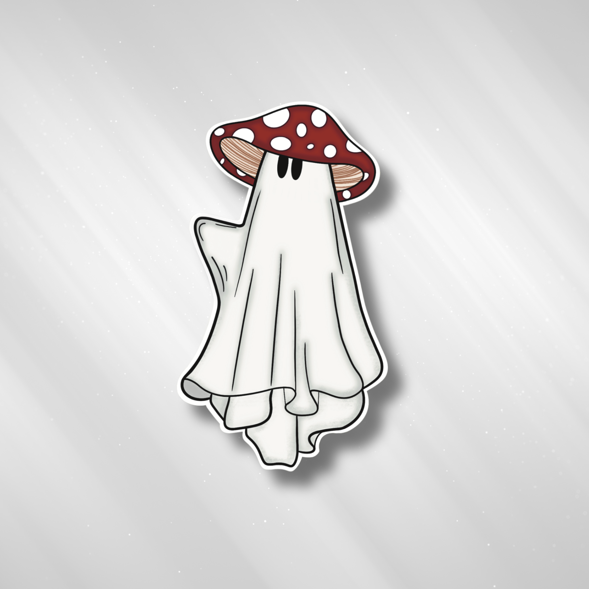 Cute Ghost Mushroom Hat Vinyl Sticker