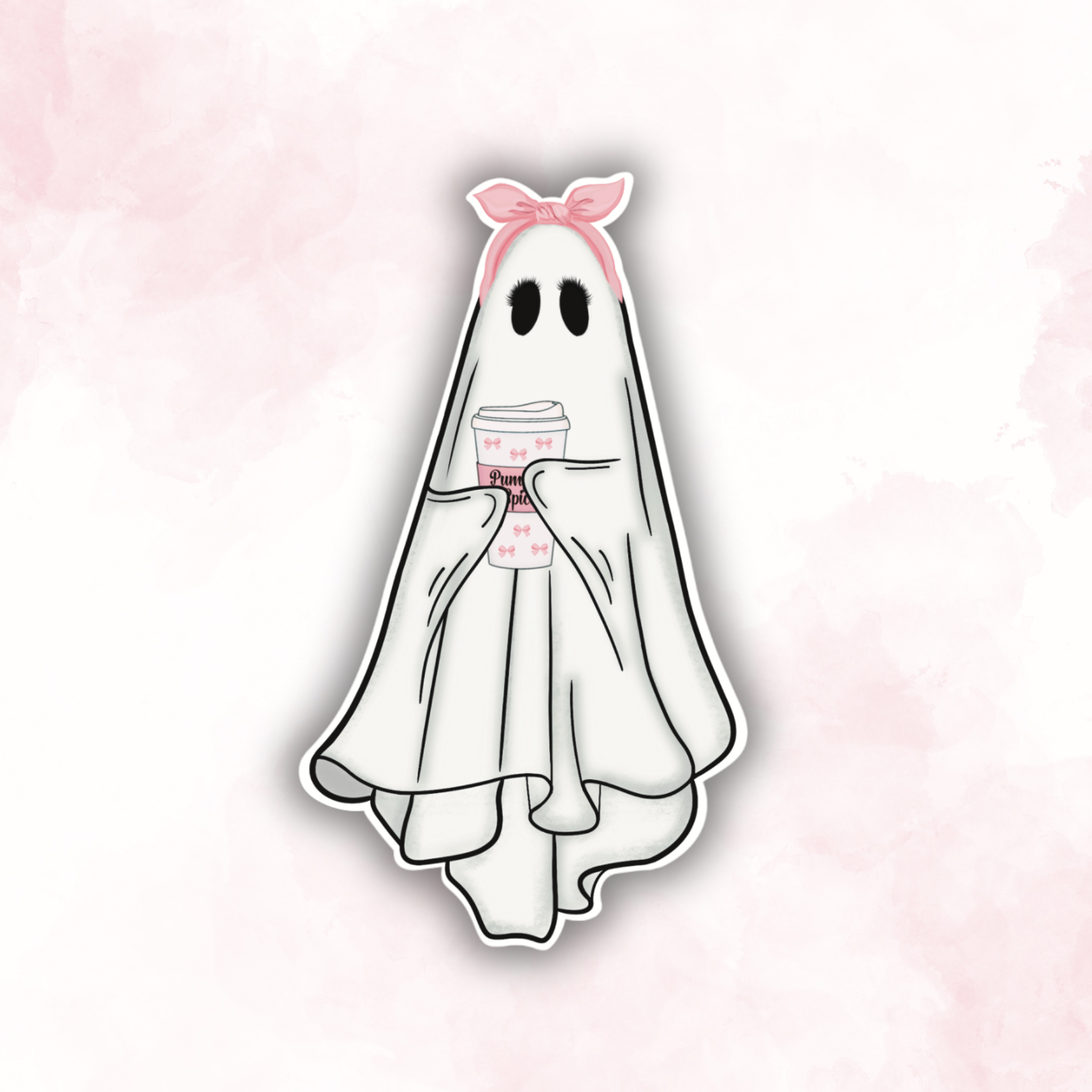 Cute Ghost Coffee Sticker | Ghost with Coffee