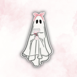 Cute Ghost Coffee Sticker | Ghost with Coffee