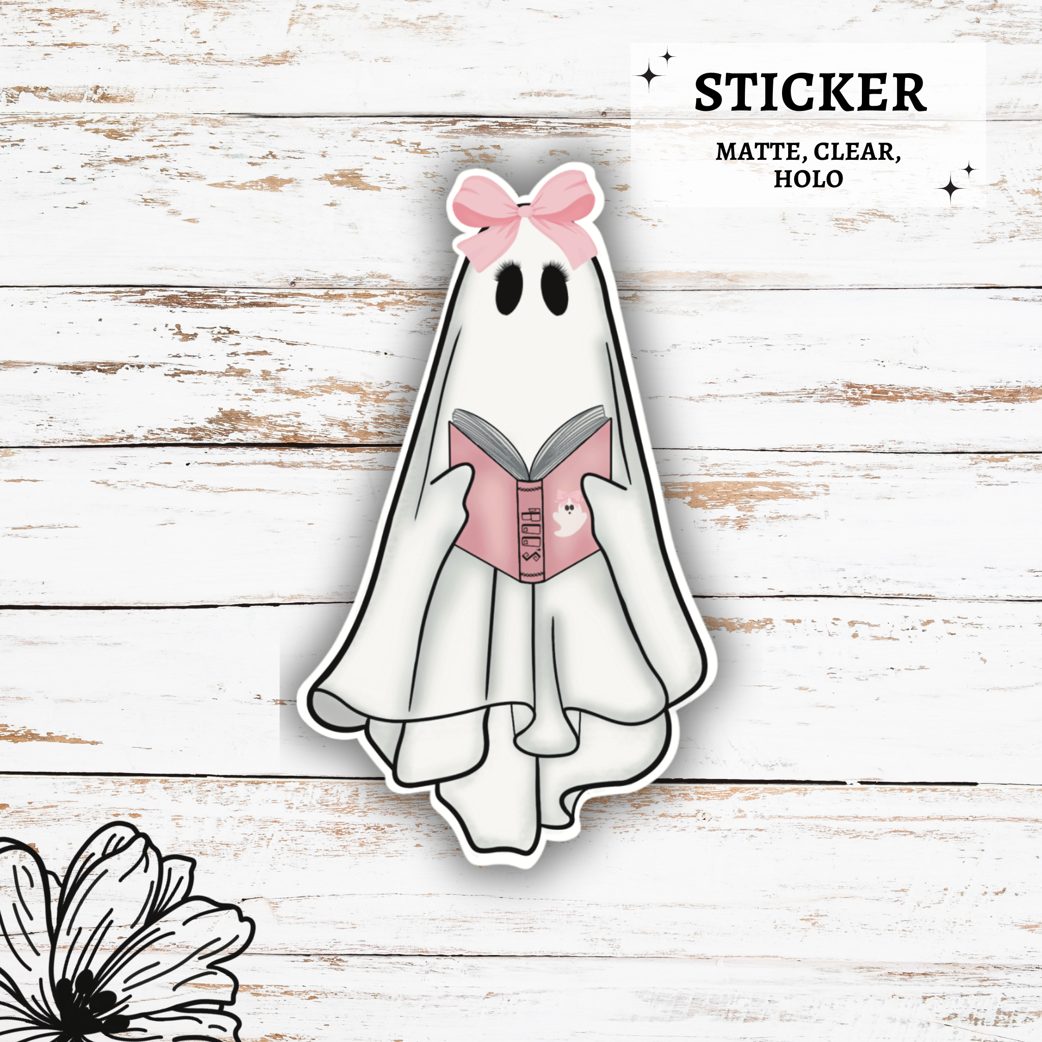 Cute Ghost Reading Sticker