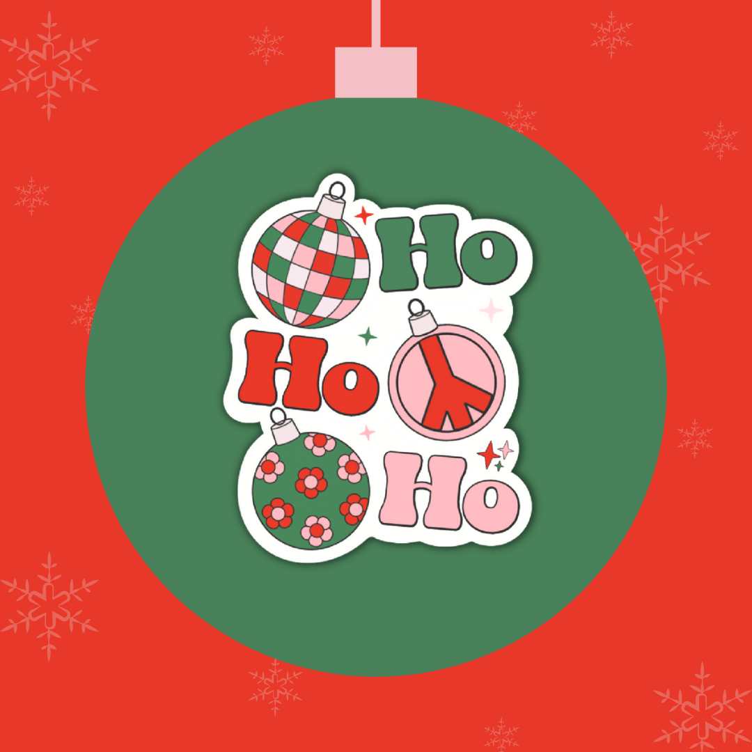 Retro Christmas Vinyl Sticker "Ho Ho Ho"