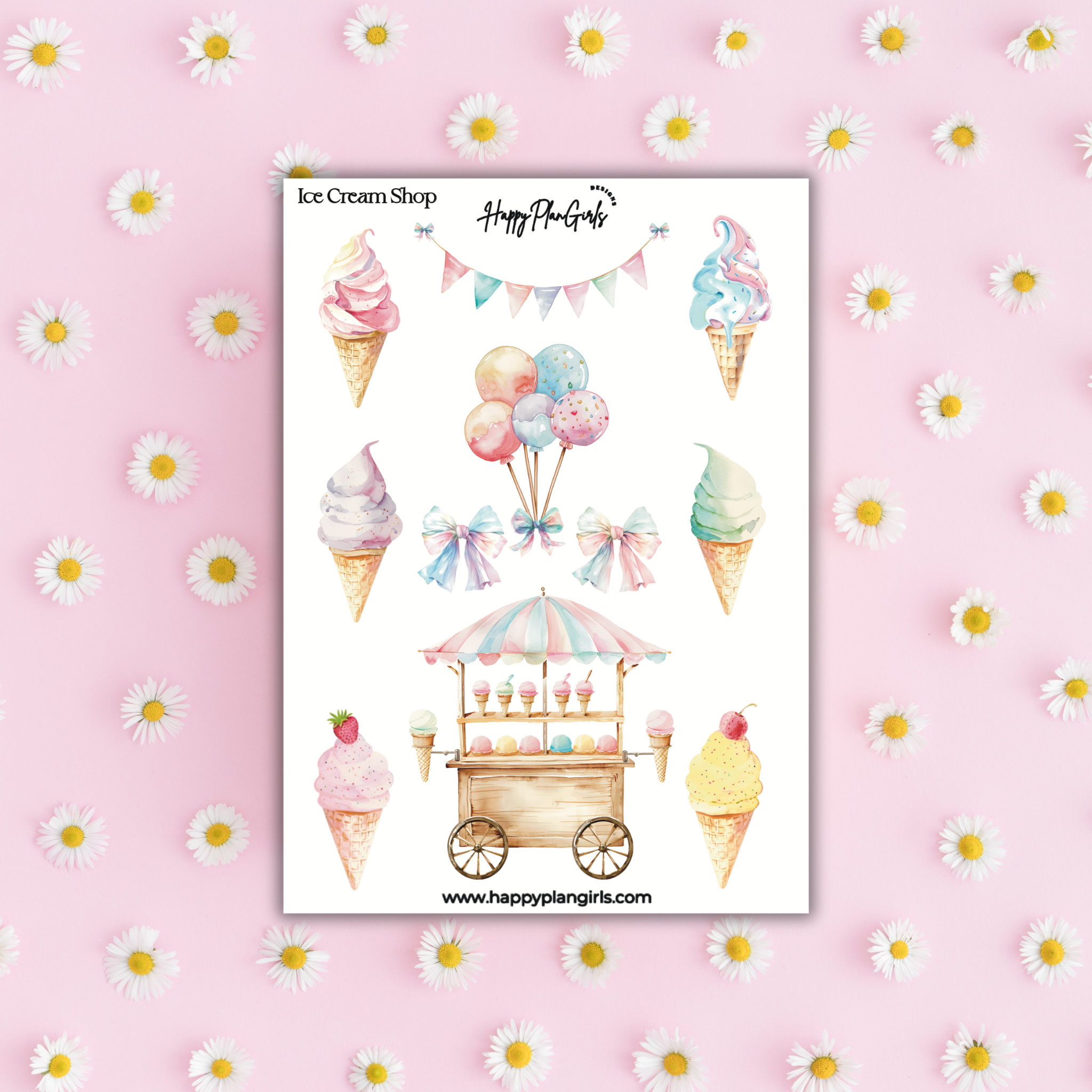 Summer Planner Sticker Sheet Ice Cream Shop