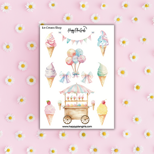 Summer Planner Sticker Sheet Ice Cream Shop