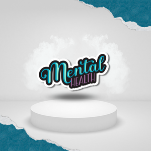 "Mental Health Sticker" - Aqua Blue and Lavender Decal in Matte, Glossy, or Holographic Finish, 3.3" x 2"