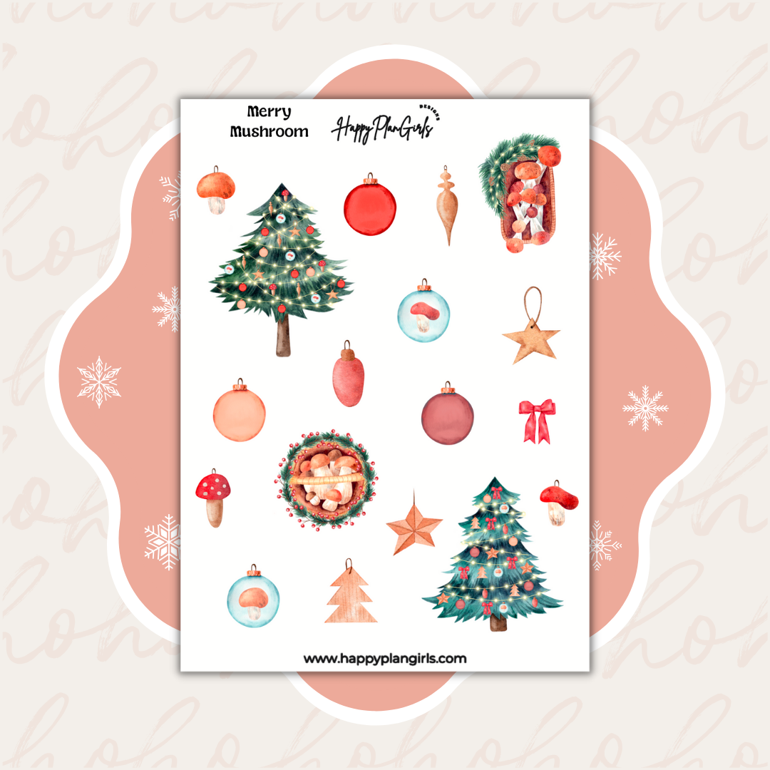 Merry Mushroom Christmas Sticker Sheet