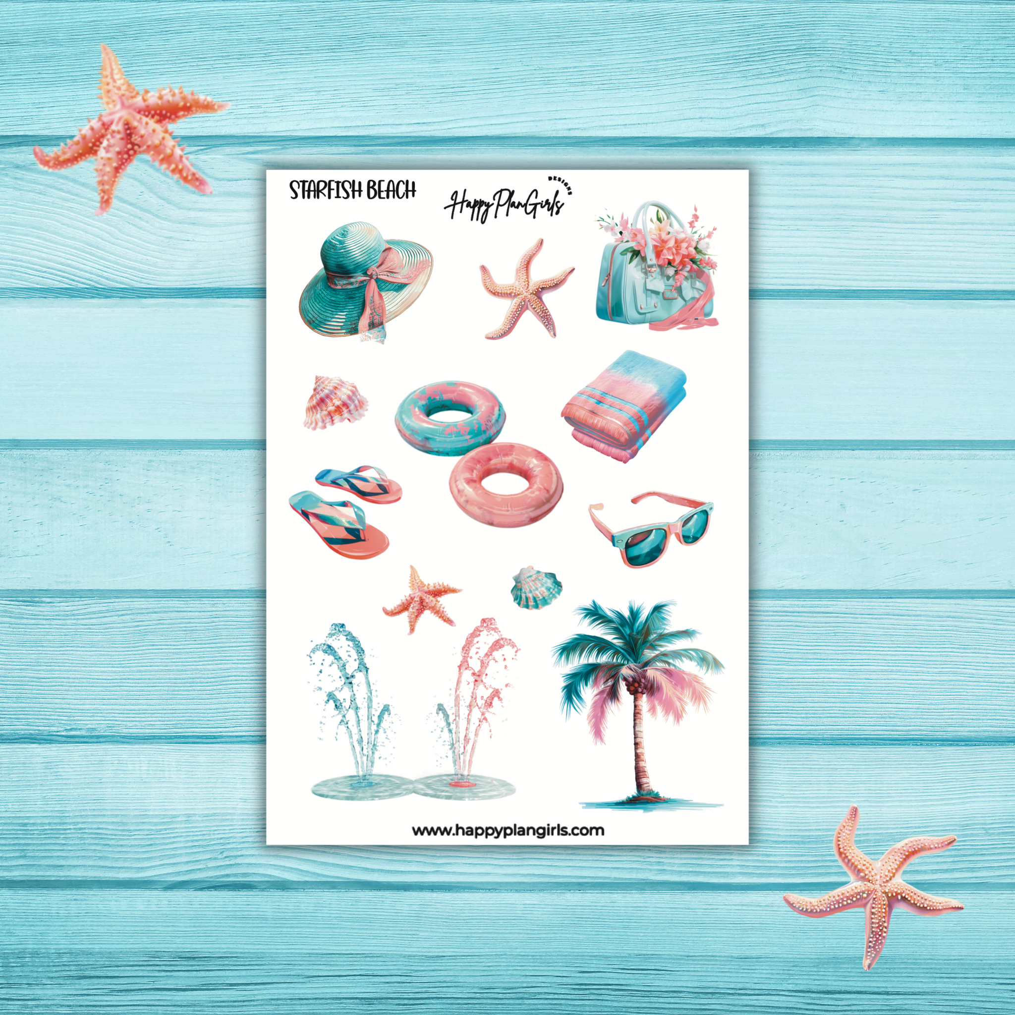 Summer Planner Sticker Sheet Starfish Beach