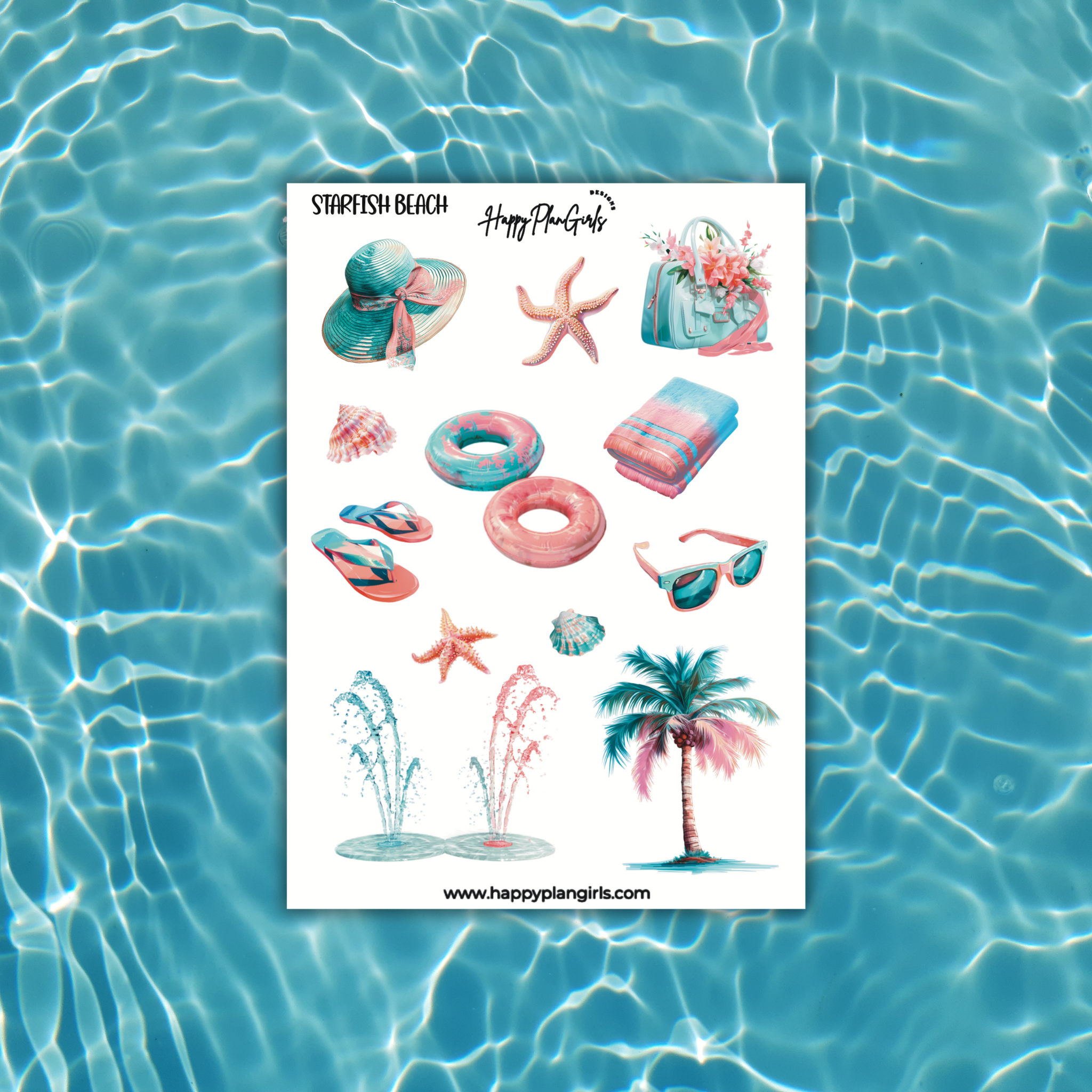 Summer Planner Sticker Sheet Starfish Beach