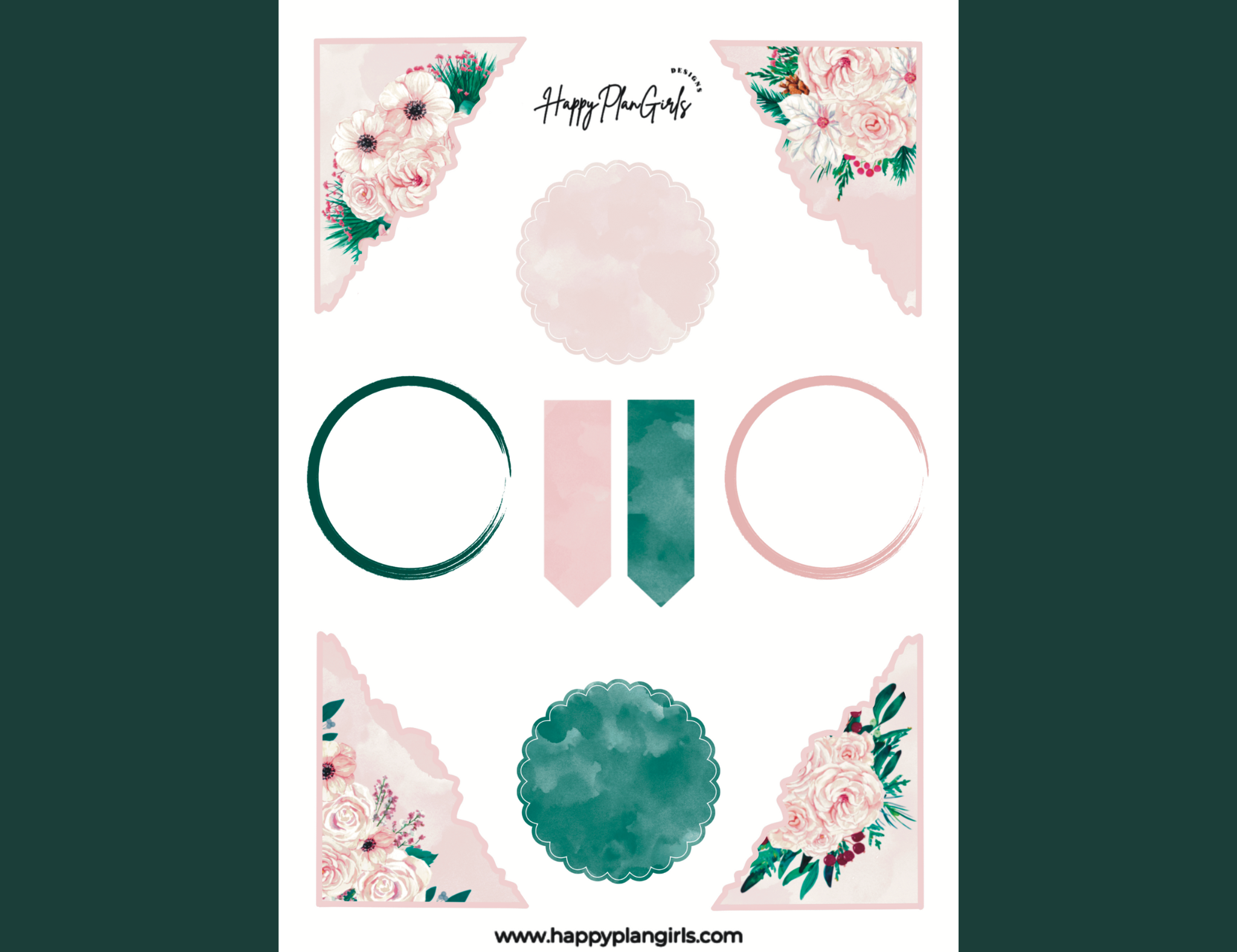 "A Pink Christmas" Corners and Circles Sticker Sheet