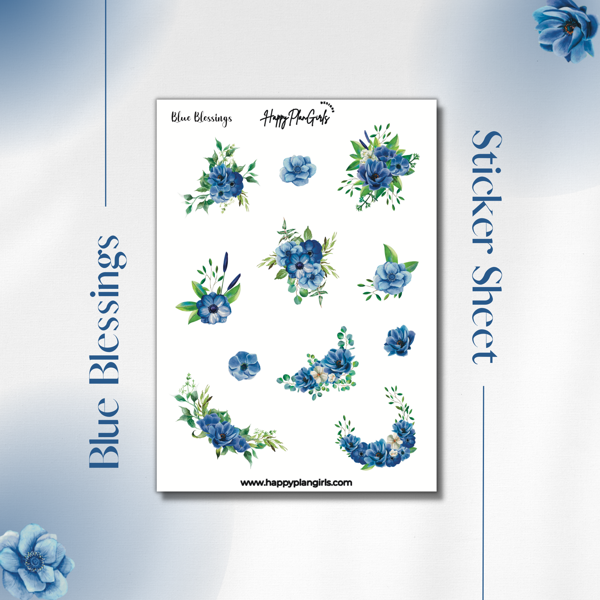 Blue Blessings Florals Sticker Sheet