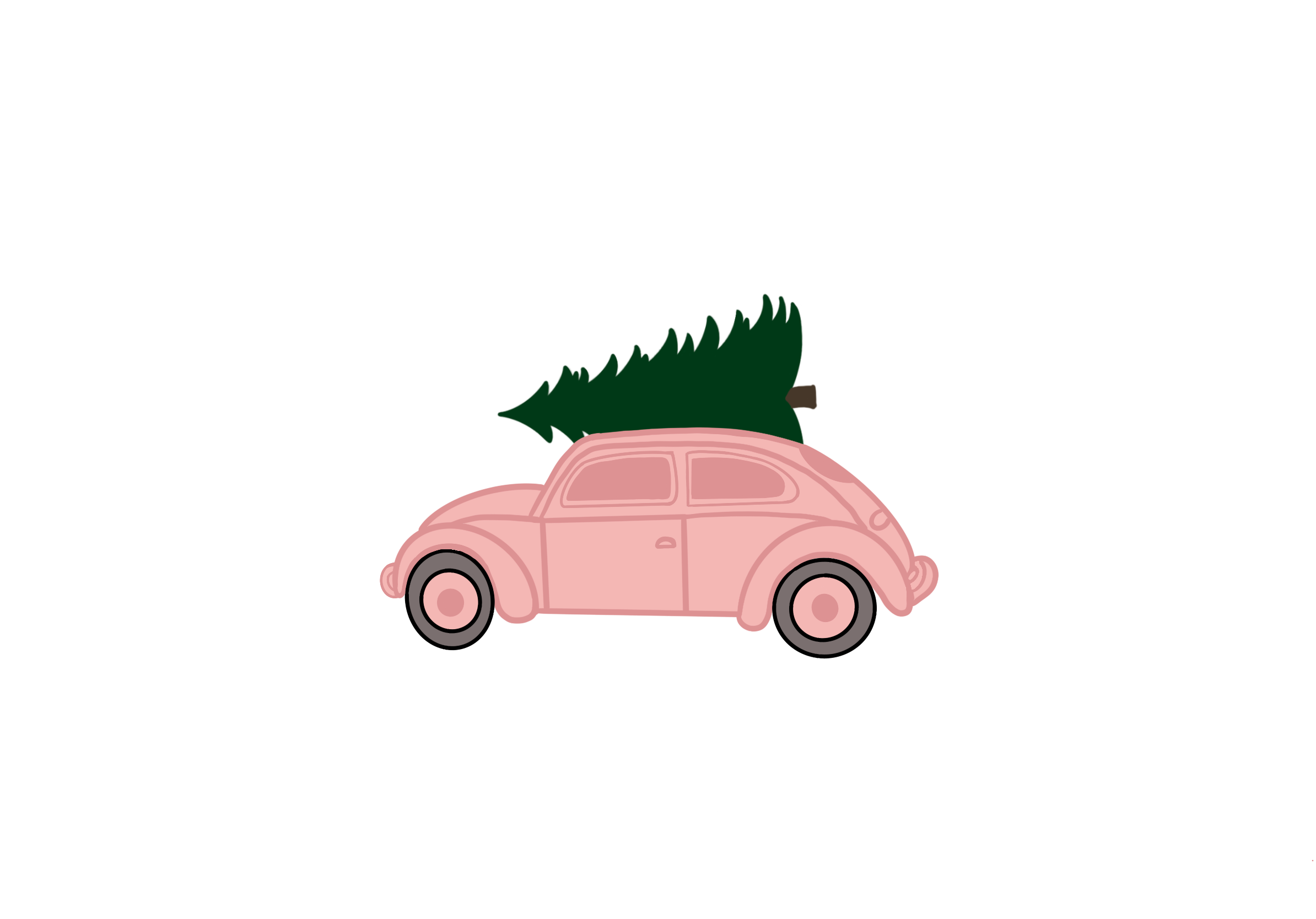 Car with Christmas Tree Sticker