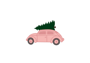 Car with Christmas Tree Sticker