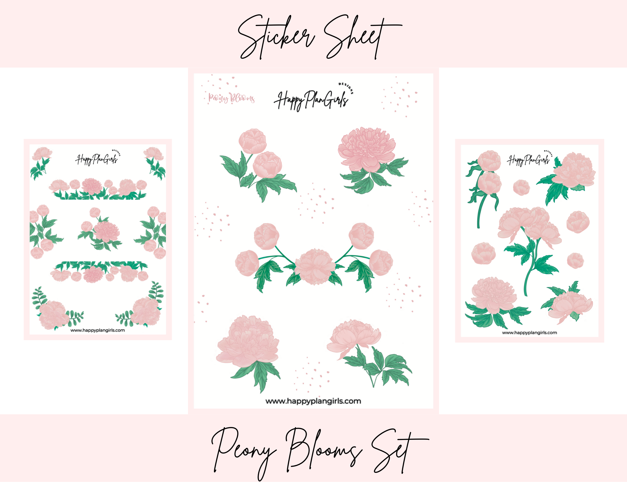 Peony Blooms Sticker Sheet Set
