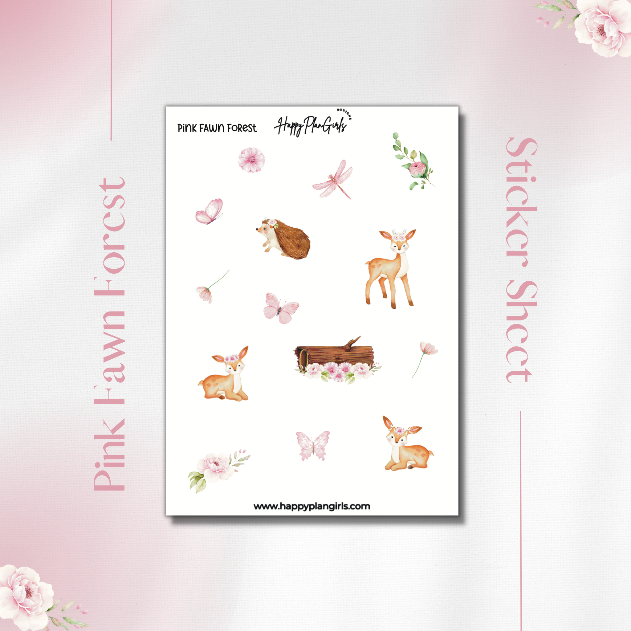 Pink Fawn Forest Sticker Sheet