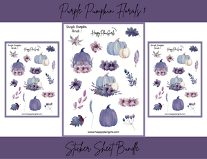 Purple Pumpkin Florals Sticker Sheet Bundle