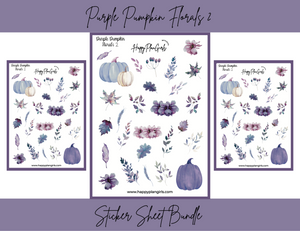 Purple Pumpkin Florals Sticker Sheet Bundle