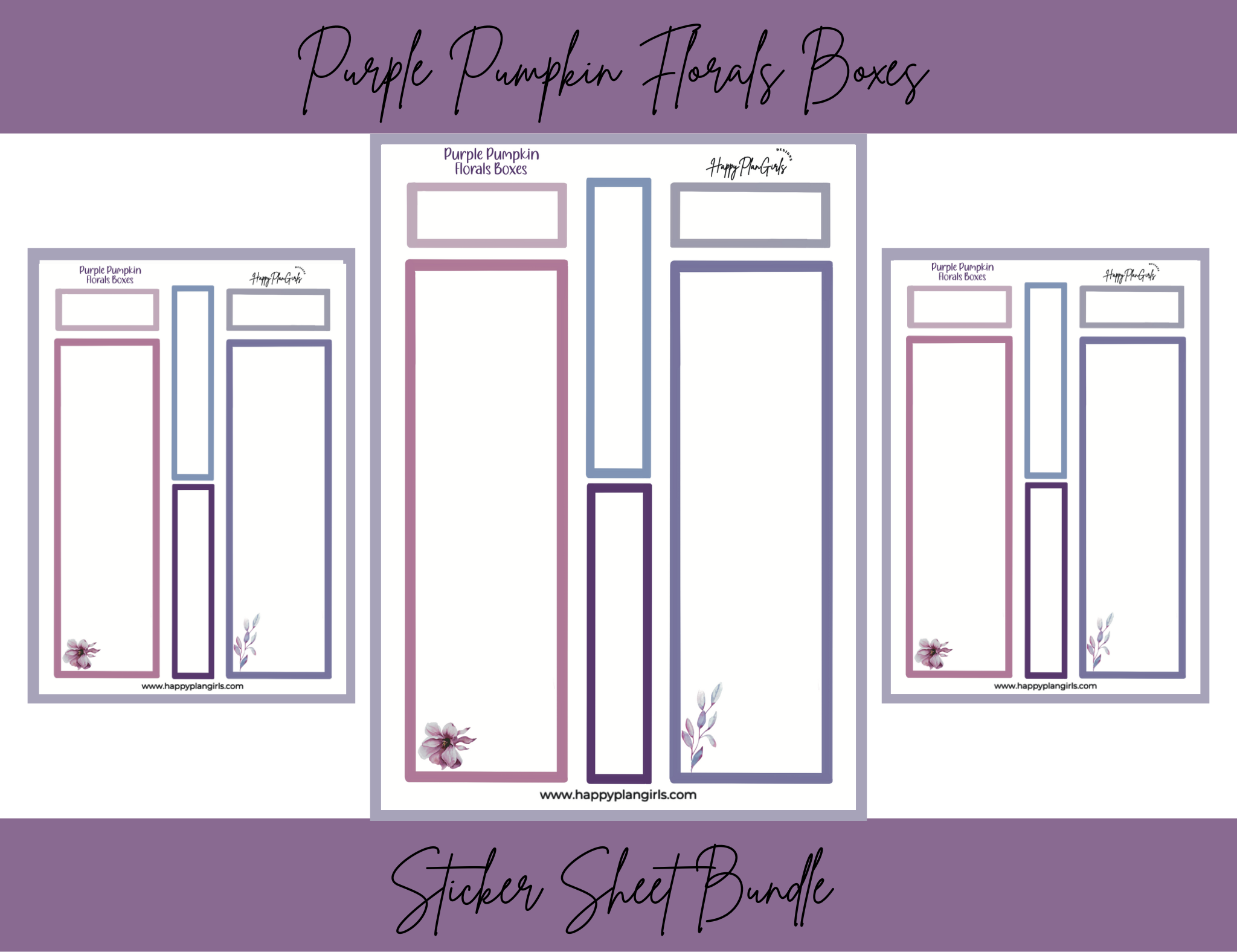 Purple Pumpkin Florals Sticker Sheet Bundle