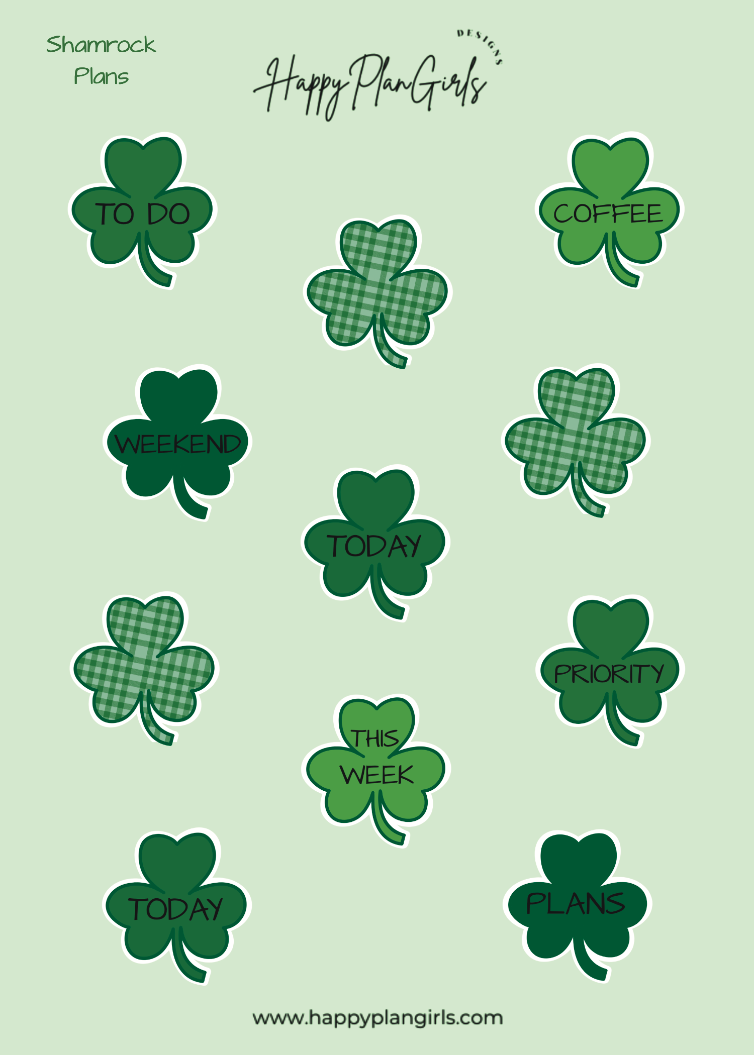 Shamrock Plans Sticker Sheet