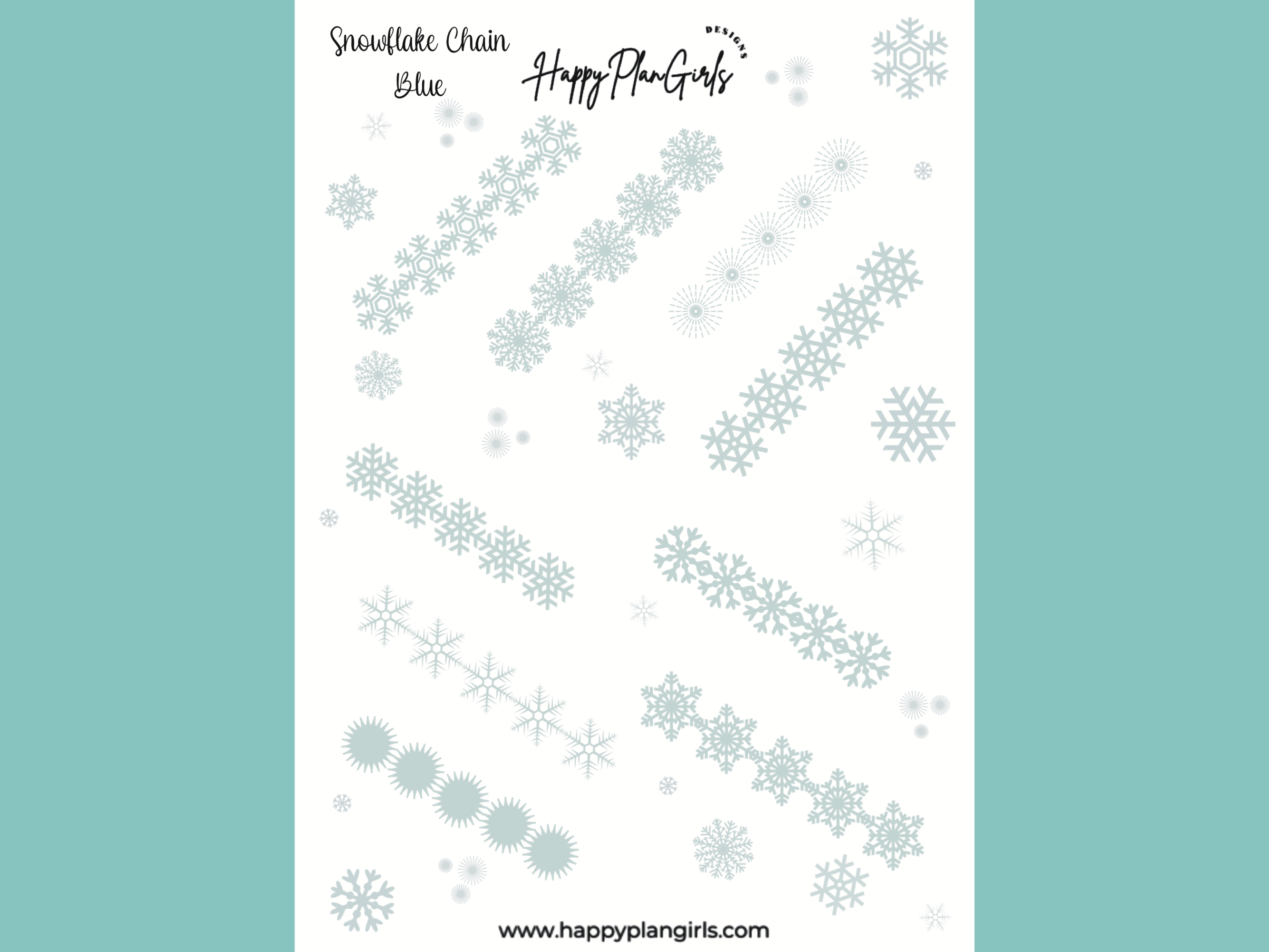 SnowFlake Chain Blue Sticker Sheet