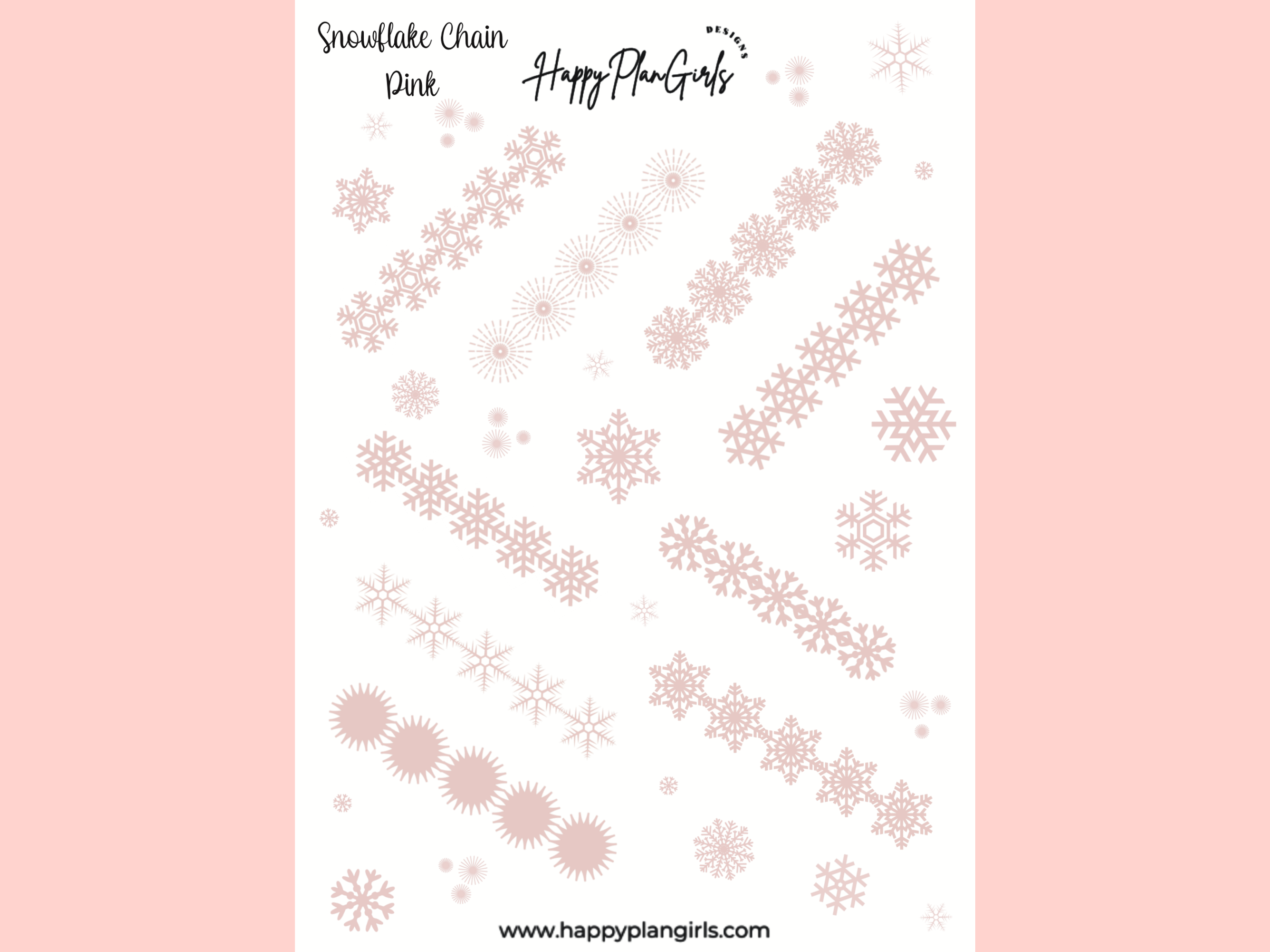 SnowFlake Chain Pink Sticker Sheet