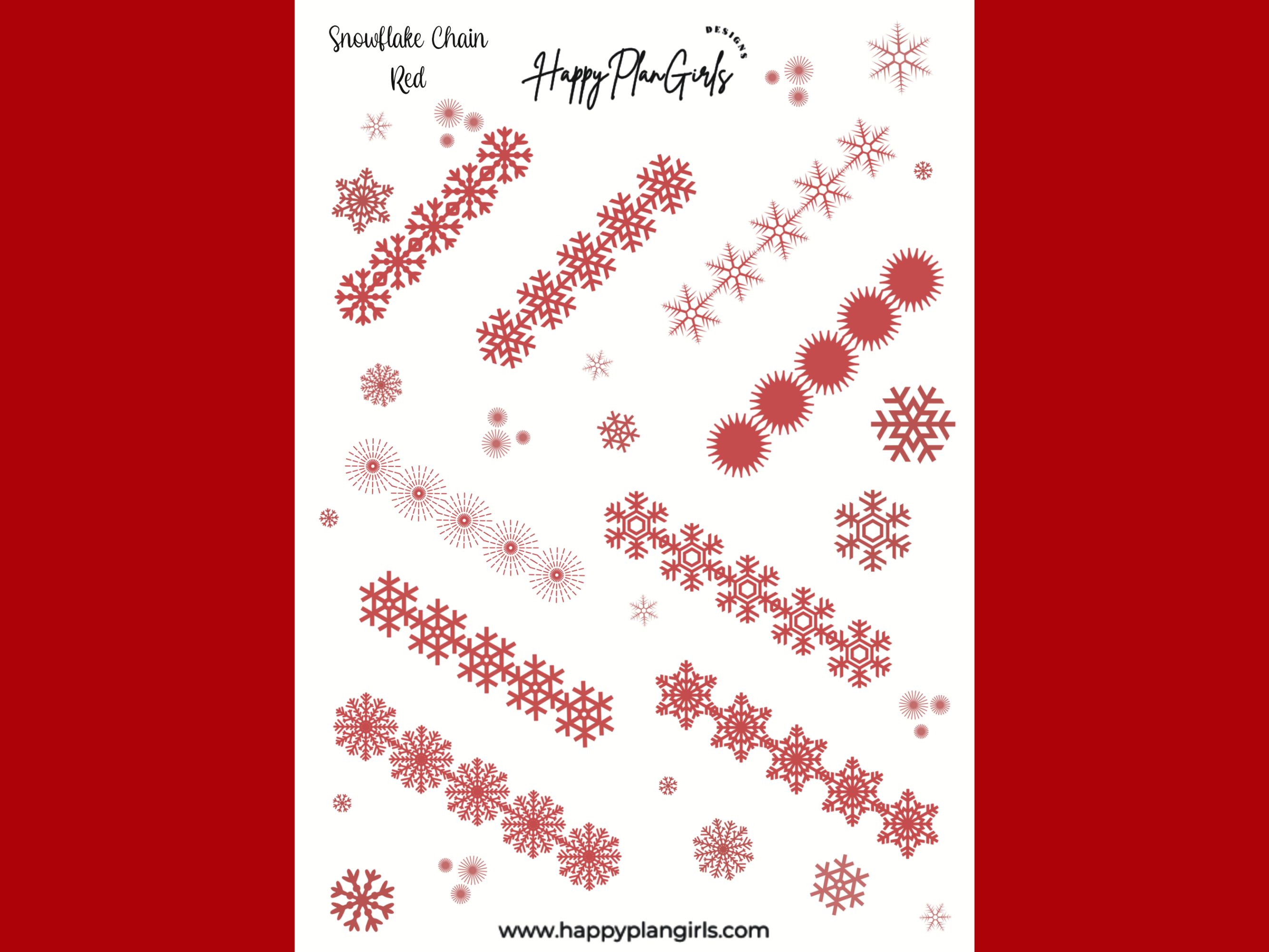 SnowFlake Chain Red Sticker Sheet